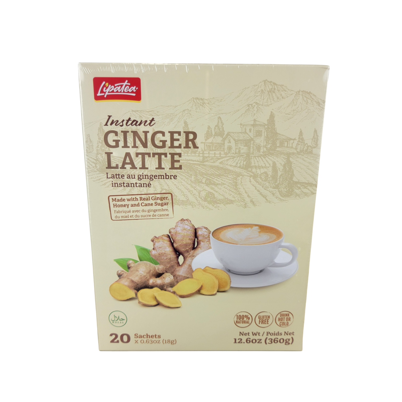 Instant Ginger Latte By Lipatea 20x Sachets (18g x 20) Net Wt 12.6
