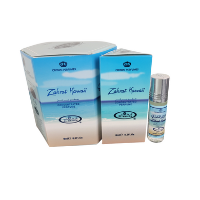 6X PIECES OF ZAHRAT HAWAII Concentrated Perfumes - Al Rehab Crown Perfumes ( 6ml  x 6 )