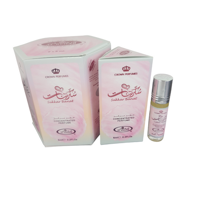 6X PIECES OF SUKKAR BANAT Concentrated Perfumes - Al Rehab Crown Perfumes ( 6ml  x 6 )