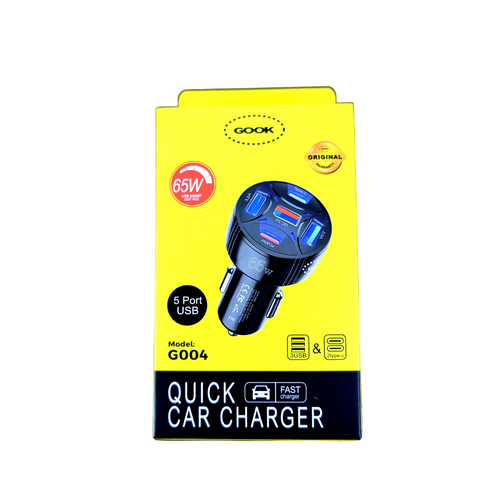 Quick Car Charger 65W USB Smart Output - 5 Ports By Gook - Model G004