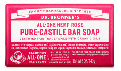 Dr Bronner's Hemp Rose Pure-Castile Bar Soap 5 oz