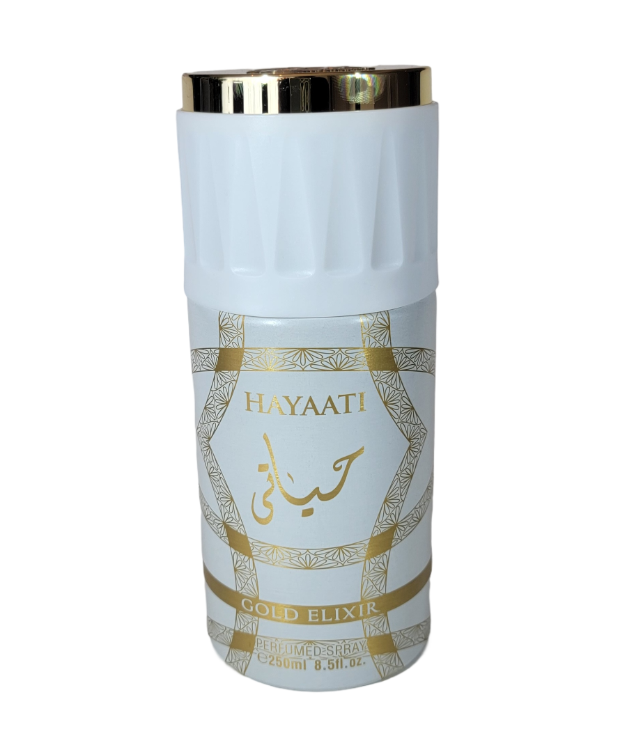 Hayaati Gold Elixir Concentrated Perfumed Spray By Fragrance World 250ml 8.5 fl. oz.