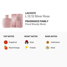 Lacoste L.12.12 Silver Rose for Women Eau De Parfum Spray 100ml/3.3oz