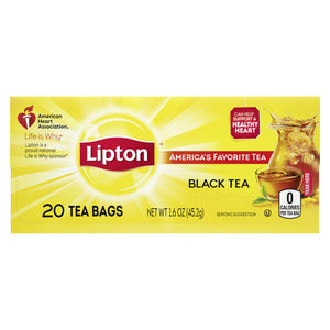 Lipton Black Tea - 20 Tea Bags 1.6oz (45.2g)