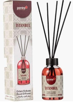 Jasmine Turkish Reed Diffuser (Istanbul Scent) Set 3.72 fl.oz, 110ml, Oil Reed Diffuser with 4 Sticks