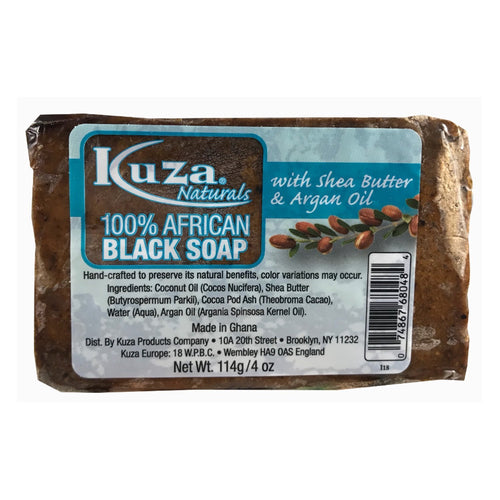 Kuza 100% African Black Soap With Shea Butter & Argan Oil 4 oz Soap Bar Made In Ghana