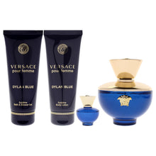 Versace Dylan Blue for Women 4 piece EDP Gift Set (3.4oz EDP, 0.17oz EDP, 3.4oz shower gel, 3.4oz lotion)