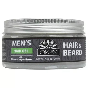 OKAY Men's Hair & Beard Gel Formulated For Men 7.25 Oz.