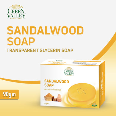 Sandalwood Soap - Natural Glowing Skin - By Green Valley ( 90 g )