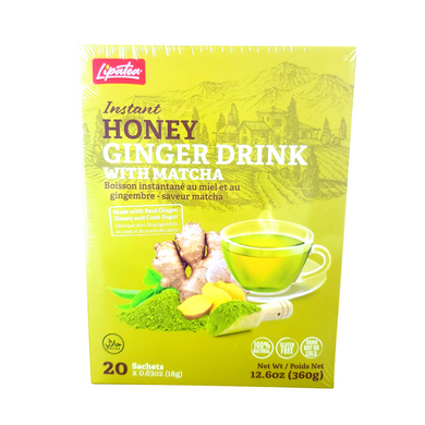 Instant Honey Ginger Drink With Matcha By Lipatea 20x Sachets (18g x 20) Net Wt 12.6 OZ (360g)