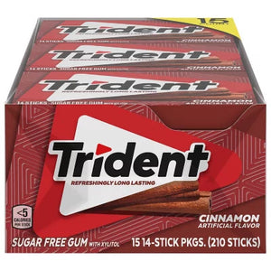 Trident Cinnamon Gum - Sugar Free - 15X  14-Stick Pkgs. (210 sticks)