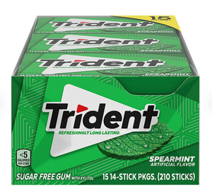 Trident Spearmint Gum - Sugar Free - 15X  14-Stick Pkgs. (210 sticks)