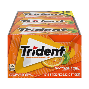 Trident Tropical Twist Gum - Sugar Free - 15X  14-Stick Pkgs. (210 sticks)