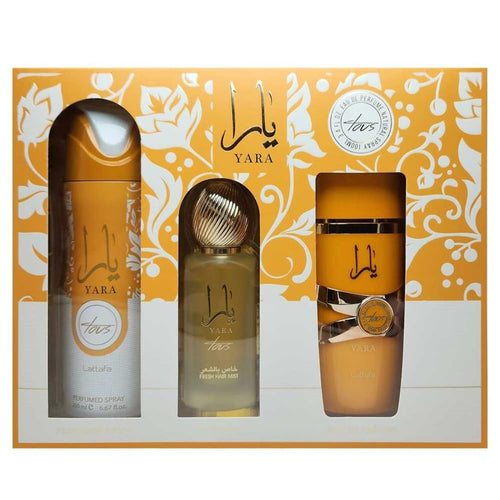 Yara Tous - 3-Piece Gift Set - By Lattafa - Perfume, Hair Mist & Perfumed Spray