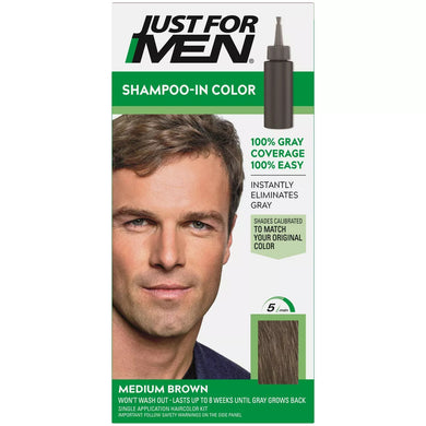 Just For Men Medium Brown Shampoo-In Color Gray Hair Coloring for Men H-35