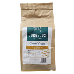 Gorgeous Coffee Ground Coffee - PLUNGY - Medium Roast  ( 200gm ) Fair Trade Certified Imported From New Zealand * NEW IN THE U.S. *