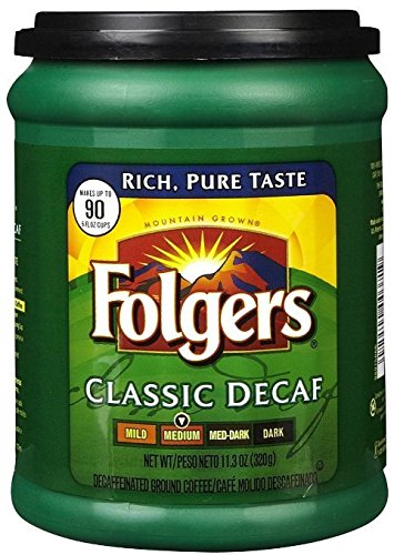 Fresh Taste of Folgers Coffee, Classic Decaf Ground Coffee, Medium Flavor, 11.3 Oz Canister