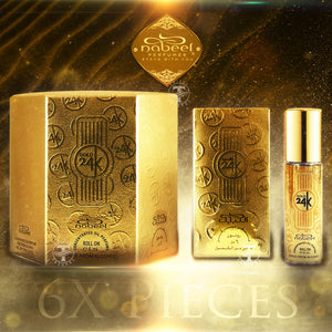 6X PIECES OF 24K Gold Concentrated Roll On Oil Perfume - By Nabeel ( 6ml  x 6 )