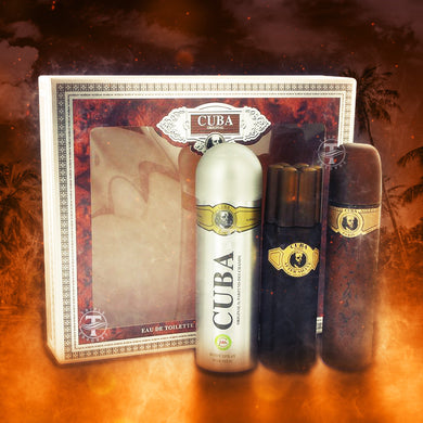 Cuba Gold Original 3 Piece Gift Set - For Men - Eau De Toilette - Perfume Spray - Body Spray - After shave