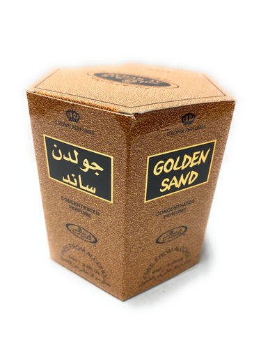 Golden Sand box of 6 Attar 6ml Rollon Bottle By Al-Rehab (UAE) Alrehab
