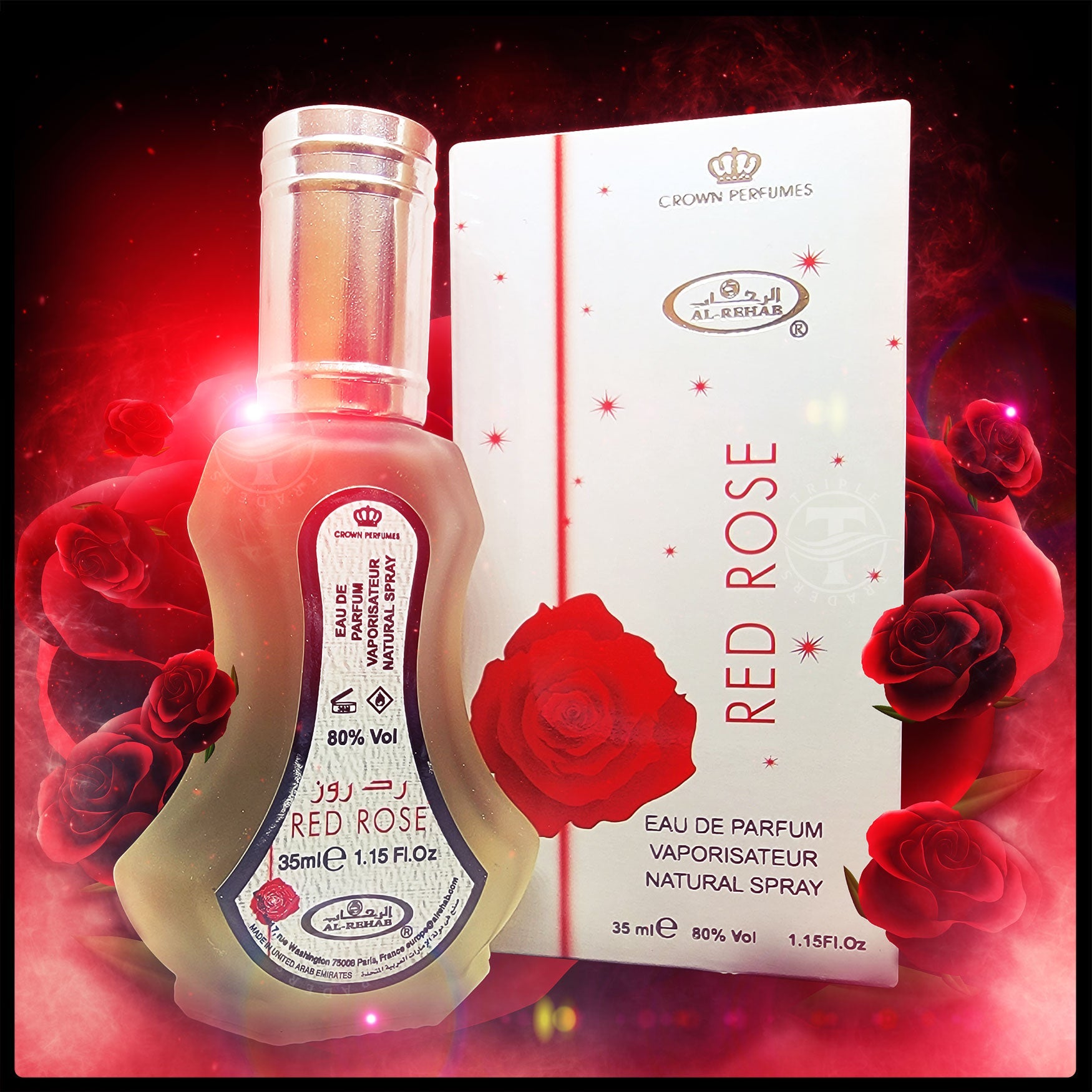 genvinde en lille smerte Red Rose Eau De Parfum Natural Spray Crown Perfumes AL Rehab 35ml 1.15 –  Triple Traders