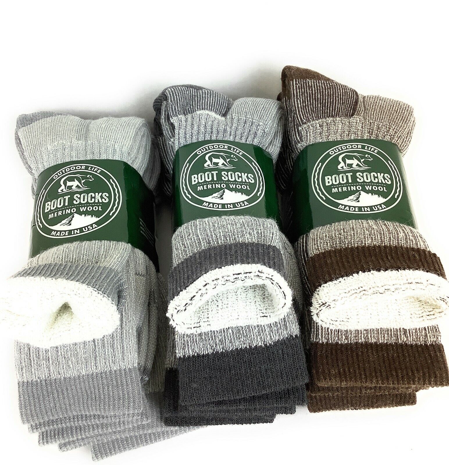 3 pair Light Grey Men's Outdoor Life Merino Wool Thermal Boot Gray Soc –  Triple Traders