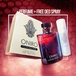 Oniro With FREE Deo Spray Eau De Parfum 100ml 3.4 FL OZ By Fragrance World