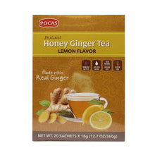 Pocas Honey Ginger Tea, Lemon, 12.7 Ounce, 20 Bags