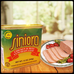 Chicken and Beef Luncheon Loaf Can Siniora Halal Net Wt. 12 OZ (340gm) U.S. Inspected