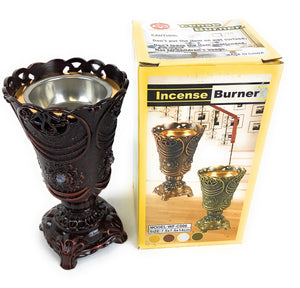 Yasmeen Bronze Beautiful Charcoal Incense Burner Metallic Bakhoor Holder for Home, Office, Religious Setting. Excellent Craftmanship