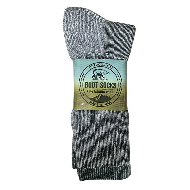 Outdoor Boot Socks 71% Merino Wool Made in USA 3 Pair Pack Size 10-13
