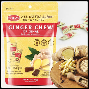 Pocas All Natural Hard Candy - Ginger Chew - Original Flavor 3oz (85g)