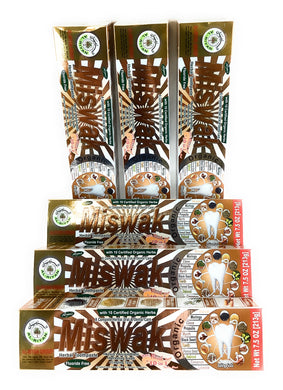 ( 6 Pack) Organic Miswak 10 in 1- Moringa, Clove, Propolis, Myrrh, Black Seed, Resin, Fennel Seed, Babool, Cinnamon, Toothpaste Fluoride Free 7.05 oz