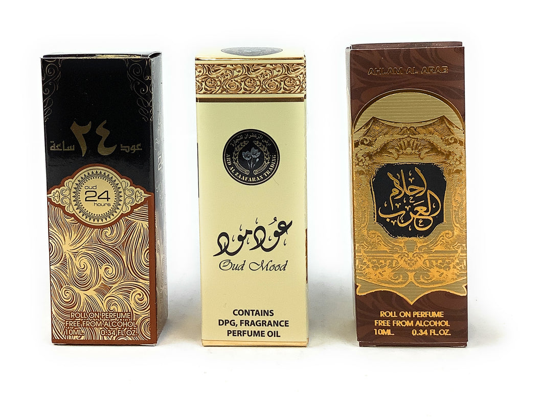 24 Hours Oud, Oud Mood, Ahlam al Arab, 10ml Roll On Attar Oil