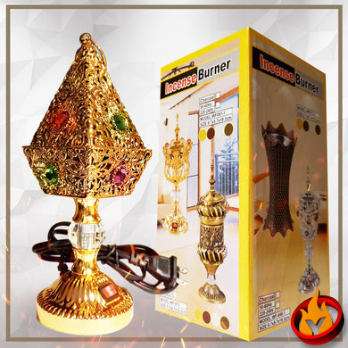 YASMEEN Gold Electric Incense Bakhor Bakhoor Burner Pyramid Shape