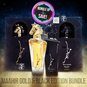 BUNDLE Maahir Gold & Black Edition Eau De Parfum Oriental Perfume 100ML 3.4 FL OZ EACH