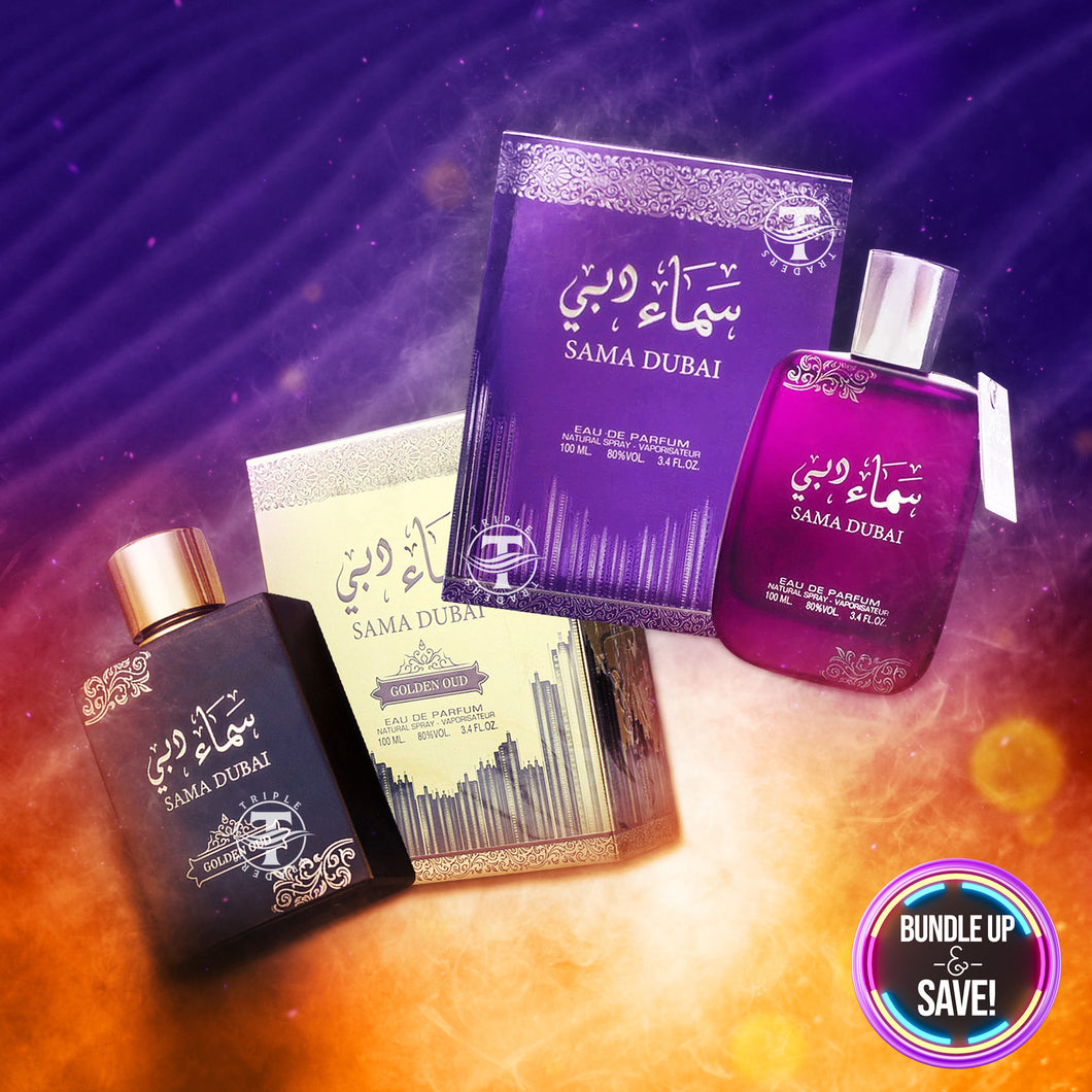 BUNDLE of Sama Dubai EDP & Golden Oud By Suroori Eau De Parfum Oriental Perfume 100ML 3.4 FL OZ EACH