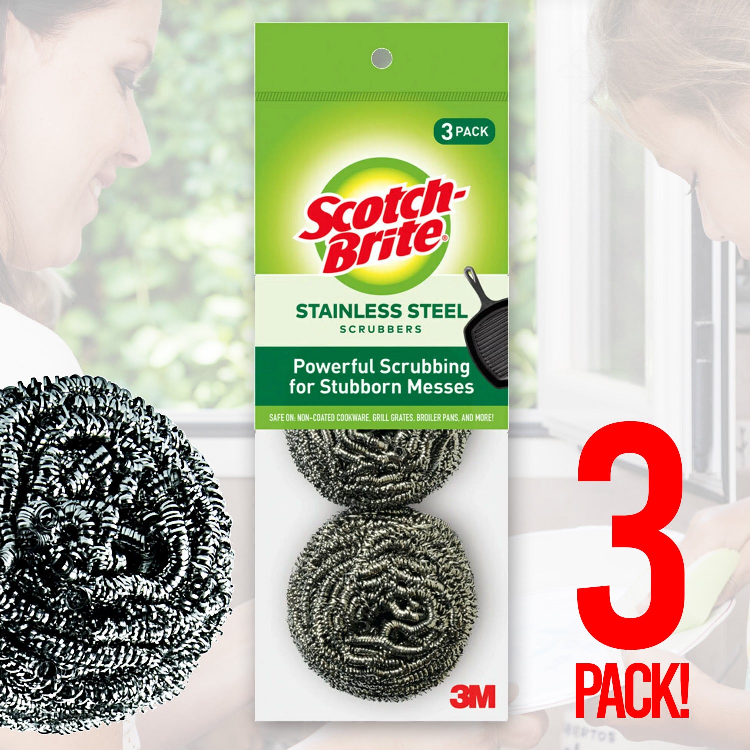 Scrub Time Stainless Steel Dish Scourers, 4 Pack, 20g